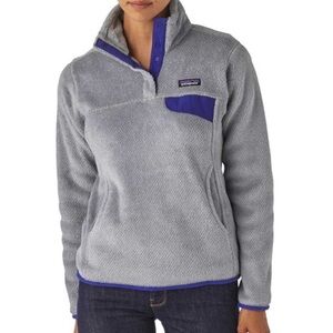 Patagonia Gray Purple Fleece Pullover Sweater